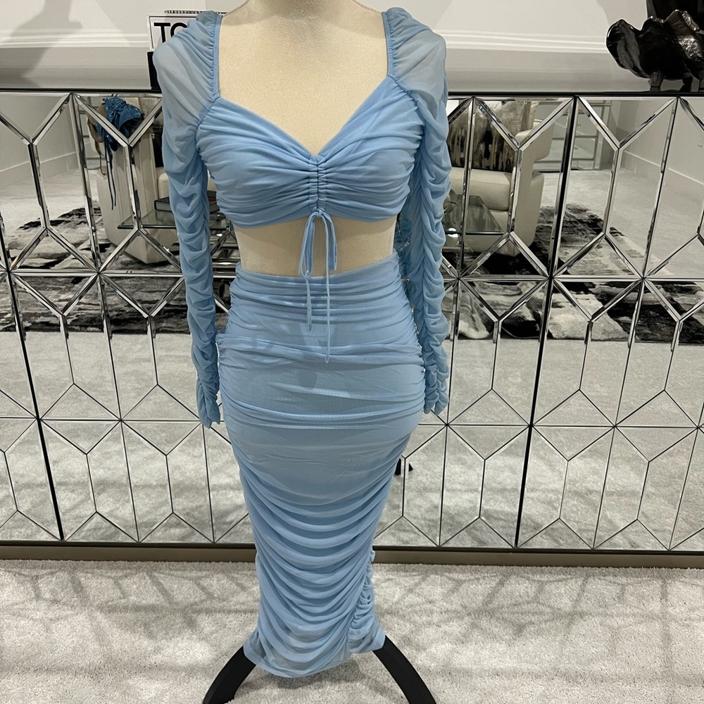 Janel rushed midi skirt set